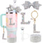 Water Bottle Accessories Set for Stanley Cup 30Oz, Includes Letter Charms, Diamond Straw Cover, Glitter Silicone Boot