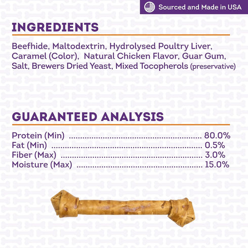 USA Beefhide Bones 15-17" Dog Chew Treats, Chicken Flavor, 1 Count/1 Pack