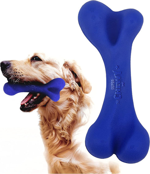 Tuff Pupper SuperChewy Tough Dog Bone Toy, Lifetime Replacement, Strong Natural Rubber, Great Fetch Toy for Dogs