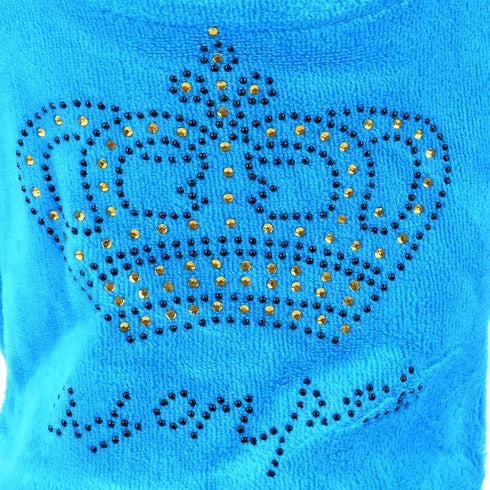 Pet Clothes SMALLLEE_LUCKY_STORE for Small Dog Cat, Soft Velvet Crown Jumpsuit Coat Hoodie Pajamas Tracksuit Blue M