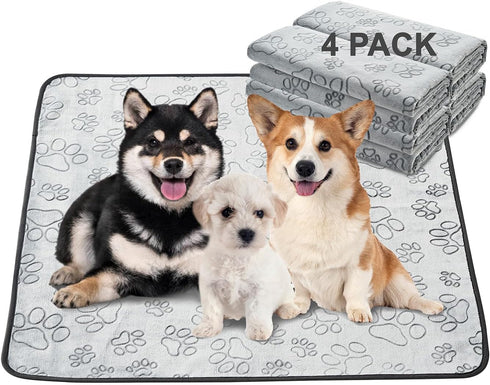 Qeils Reusable Puppy Pads, 34"x 36" 4 Pack Washable Pee Pads for