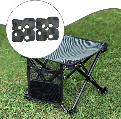 Ioensy (8 Camping Chair Connector Repair Kit Pieces), Black, Heavy-Duty, for Fishing, Garden, Stool and Lawn, Square