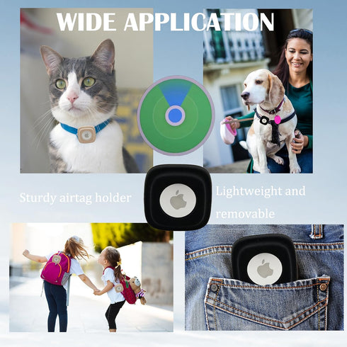 Elegant little tail Airtag Dog Collar Holder (2 Pack) for Apple Airtag Dog Collar and Protective Case, Durable Tracker