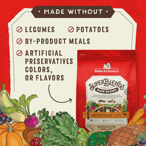 3.25 lb. Stella & Chewy's SuperBlends Raw Blend Wholesome Grains Grass-Fed Beef, Beef Liver & Lamb Recipe