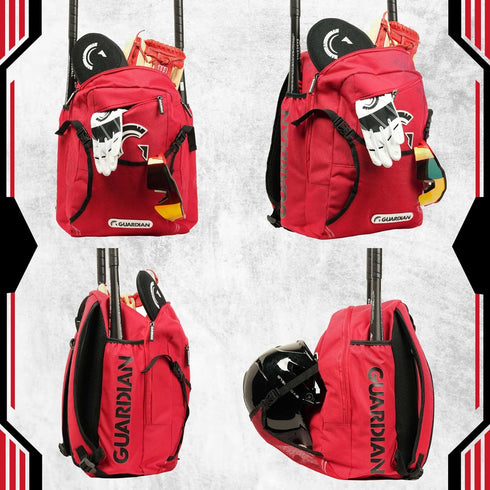 Guardian Rookie Baseball Backpack for Boys or Girls - Bat Pack Bag for Kids with External Helmet Storage, Holds Two Bats