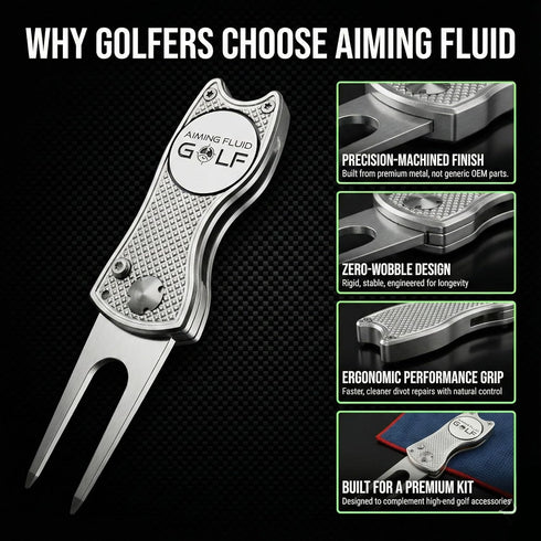5-in-1 Golf Divot Repair Tool Golfing Ball Marker, Pitch Mark Repair, Putting Alignment, Club Tee, and Groove Cleaner