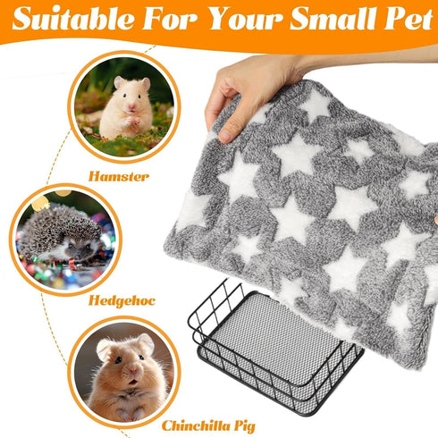 Hammock, Chinchillas Rat Bed Platform with Blanket, Small Animal Bed Mat, Metal Cage Accessory, Small Pet Animal Rest