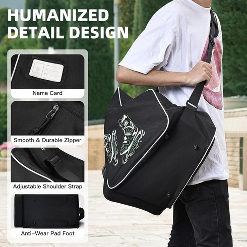 Skate Bag for Adults Roller Skates, Large Capacity Ice Skates Carry Bag with Adjustable Shoulder Strap, Nylon Inline