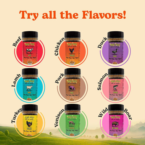 3.5 Wild Meadow Farms - Magic Dust Beef Jerky Topper, Single Protein Pet Food Topper for Dogs and Cats, Enhance Flavor