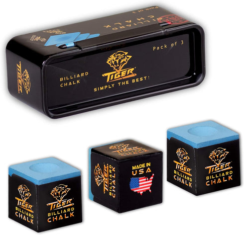 Pack of 3 Tiger Pool Cue Billiard Chalk - Blue