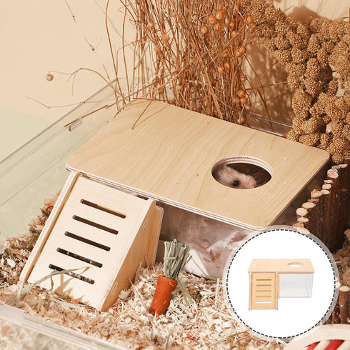 LOGOFUN Hamster Sand Bath Container Transparent Digging Sand Box Acrylic Hamster Bath Box with Cover and Climbing