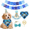 ADOGGYGO Dog Birthday Boy Bandana – Puppy 1st Birthday Party Supplies, Pet Party Hat Scarf Bowtie Banner Set for Small