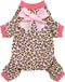 Fitwarm Leopard Dog Pajamas, Fleece Clothes for Small Dogs Girl, Pet Onesie, Cat Outfit, Pink, Small