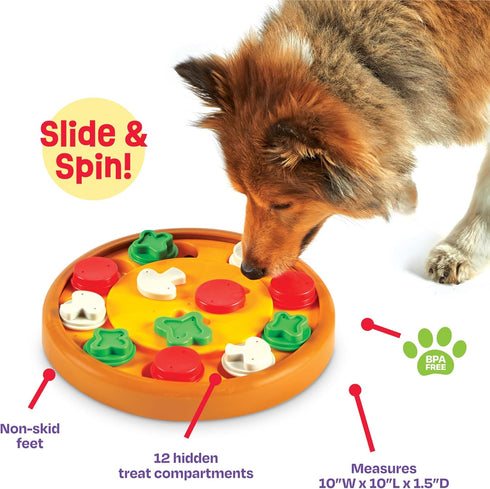 Brightkins Pizza Party! Treat Puzzle - Interactive Dog Puzzle Toys, Fun Gifts for Dogs