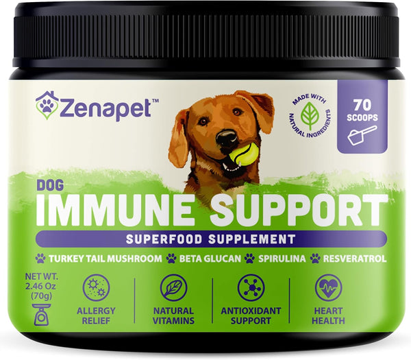 ZENAPET Allergy Immune Support Supplement for Dogs, 100% Human-Grade with Turkey Tail Mushroom