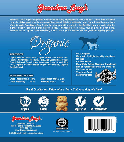 Grandma Lucy's Organic Oven Baked Dog Treats - Blueberry, 14 oz