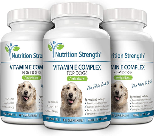 Vitamin E for Dogs - Promotes Cardiovascular Health - Immune System Support with Zinc, Selenium, Folate