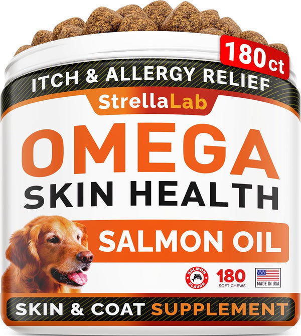 STRELLALAB Omega 3 for Dogs - (180Ct) Fish Oil Treats - Allergy