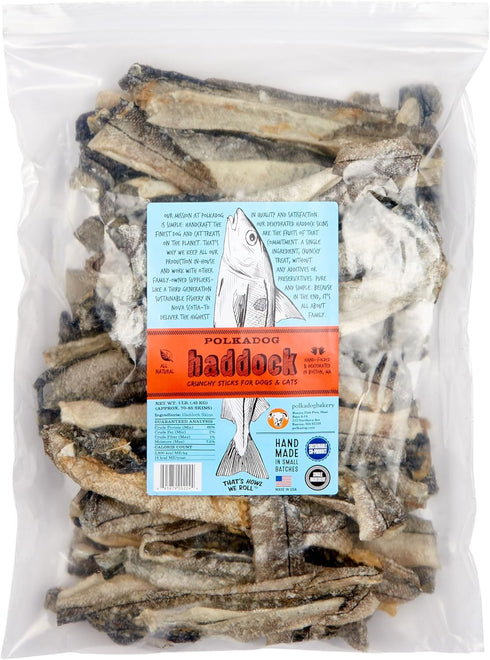 Polkadog Haddock Skins Dog & Cat Treats - Crunchy, All-Natural Treats for Dogs and Cats – 1 lb.