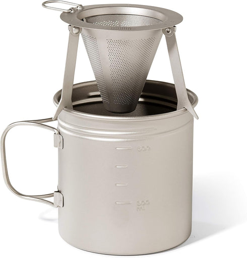 Backpackers T-474 Vargo Titanium Travel Coffee Filter | Compact Solo Pour Over Coffee Maker that Fits on Mugs |