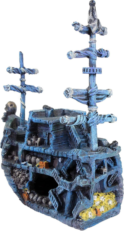 Penn-Plax Pirate Treasure Ship, Medium Sized Aquarium Decor for Decoration Theme and Fun for Fish