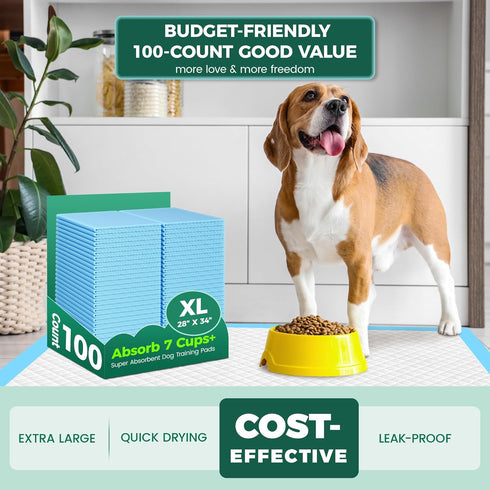 YOPETKI 100 Count 28"x34", 100 Pack Dog Pee Pads Extra Large Super Absorbent X-Large Puppy Pads Leak-Proof & Quick-Dry