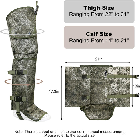 Waterproof Snake Gaiters for Men and Women - Adjustable Snake Chaps for Leg Protection