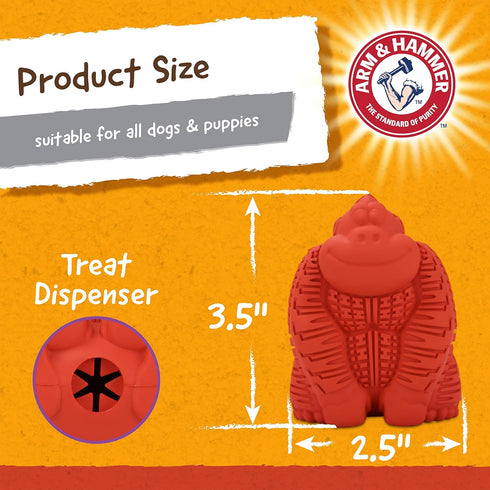Arm & Hammer for Pets Super Treadz Mini Gorilla Dental Chew Toy for Dogs up to 25 Lbs, Small (1 Count) | Reduces Plaque