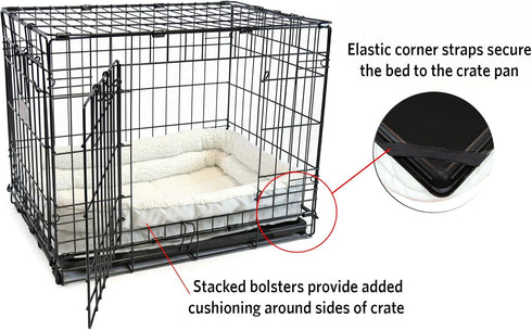 MidWest Homes for Pets 24-Inch Double Bolster Pet Bed - Ideal for Small Dog Breeds & 24-Inch Crates