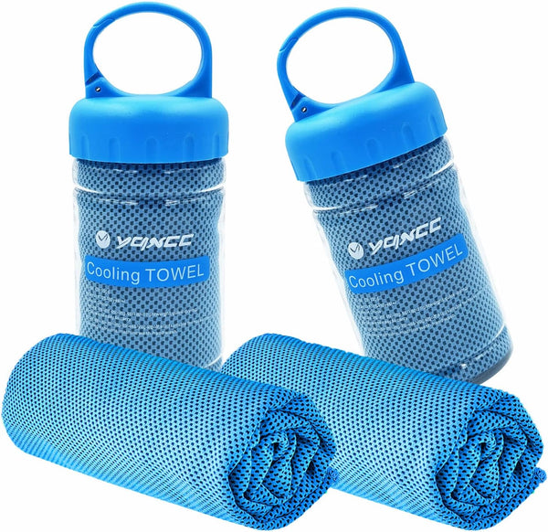 YQXCC 2 Pack Cooling Towel (47"x12") - Soft Breathable Ice Towel for Neck, Microfiber Cool Towel for Yoga, Gym, Camping