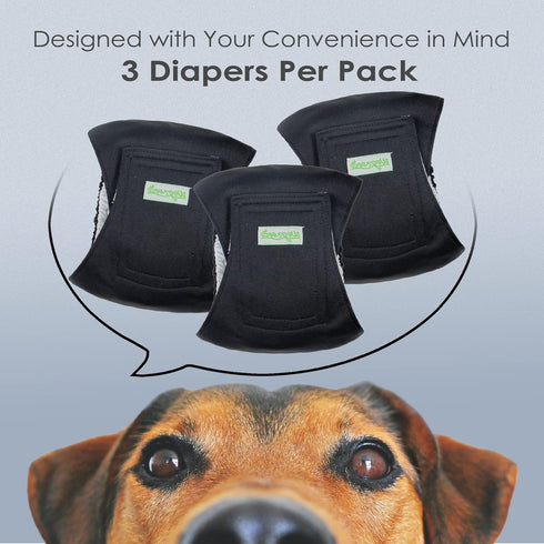 wegreeco Washable Dog Diapers - Washable Male Dog Belly Wrap (Pack of 3, Black, Medium)