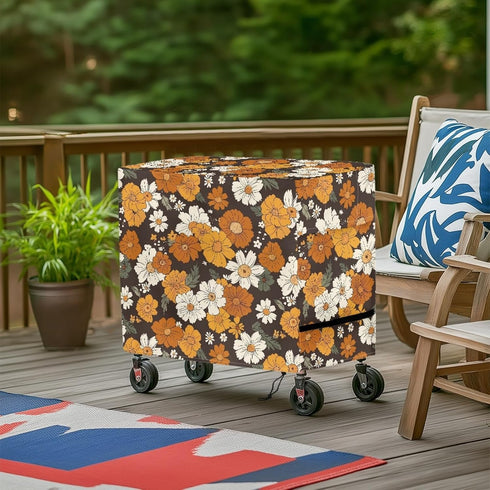 Xumfabuy 80 Cooler Cover, Floral Print Outdoor Bar Cart Cover Compatible with Most Quart Patio Cooler Cart, Ice Chest