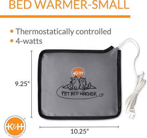 K&H Pet Products Pet Bed Warmer, Turn Any Cat or Dog Bed Into a Heated Cat or Dog Bed, Waterproof Heated Pad to Insert Inside Indoor Cat and Dog Beds - Gray Small, 100538772