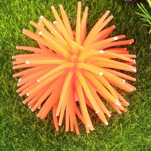 TEHAUX Simulation Sea Urchins Coral, Aquarium Fish Tank Decoration, Elastic Coral Crafts Ornament (Orange)