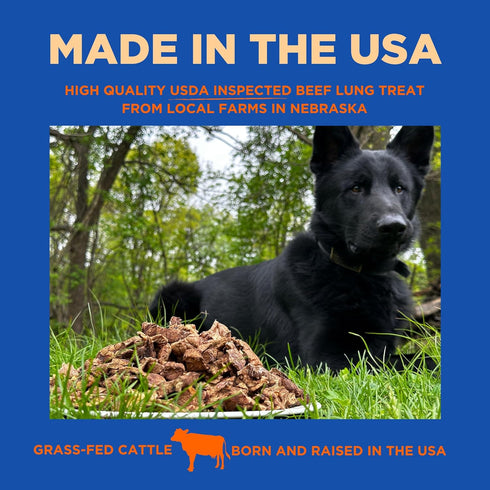 Beef Lung Dog Treats, All Natural Single Ingredient, 2.5 Pound, Made in The USA, Dehydrated High Protein