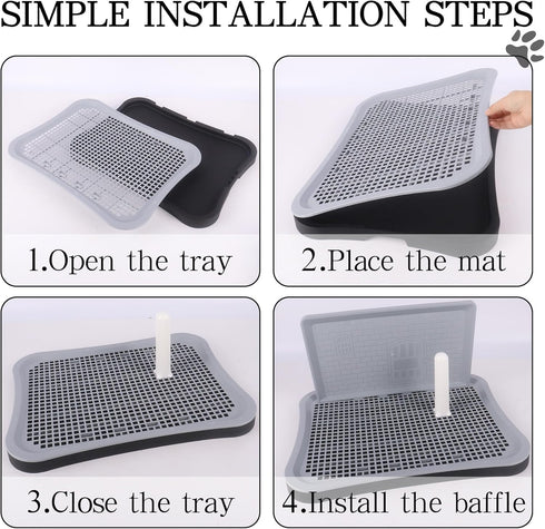 Dmnnlp 20"x15.5"x1.4" Indoor Dog Potty Tray with Splash Guard, Pee Pad Holder for Puppies & Small Dogs, Waterproof