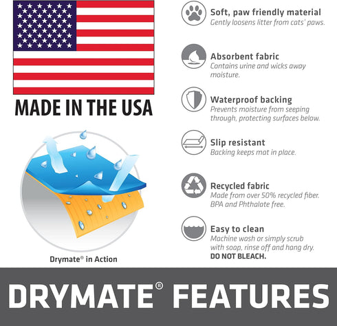 Drymate Original Cat Litter Mat, Waterproof, Machine Washable, Soft on Kitty Paws, 28”x36”