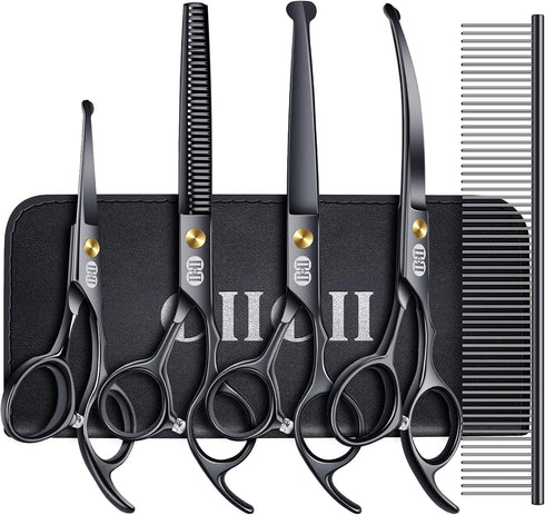 CIICII Dog Grooming Scissors Kit, 7 Inch Professional Pet Grooming Scissors Set