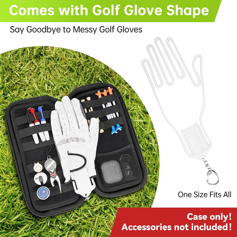 YOREPEK Golf Glove Holder with Removable Shaper - Protective Hard Shell Case Bag with 2 Dividers for Balls, Tees, Golf