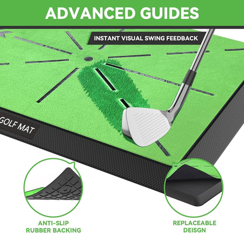 Golf Mat Artificial Turf - Indoor & Outdoor Practice Hitting/Chipping Mat with 3 Replaceable Golf Mats