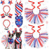 4th of July Dog Costume Accessories - 6 Pieces Includes Bandanas, Tulle Tutu, Patriotic Headbands for Dogs
