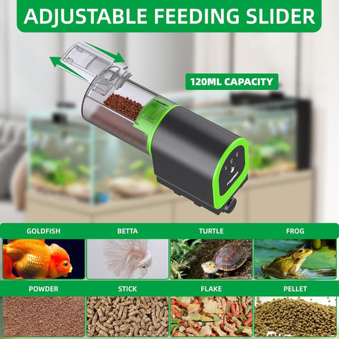 FREESEA Automatic Fish Feeder for Aquarium: Small USB Rechargeable Auto Fish Food Dispenser with Timer for Vacation