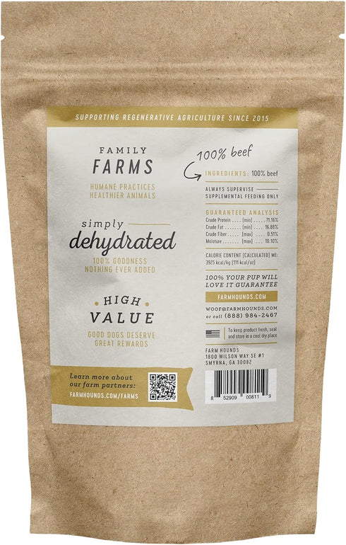 100% 3.5 oz 1 Pack Farm Hounds - Beef Jerky - Premium Natural Jerky for Dogs - Made from Humanely Raised Cattle