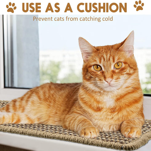 4 Pieces Cat Scratcher Mat Sisal Scratch Pad Rug 7.8 x 15.7 Inch with Adhesive Loop Tape for Protecting Furniture