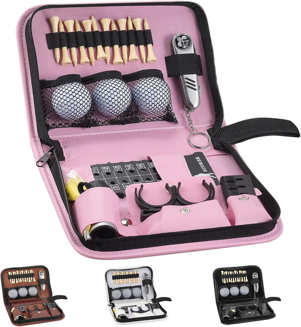 Golf Accessories Set for Men and Women with Hi-End Case, Golf Balls, Tees, Multifunctional Divot Tool, Rangefinder
