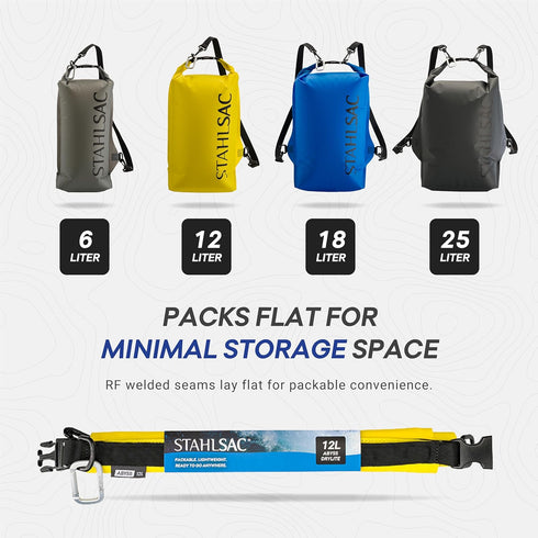 Stahlsac Abyss Drylite Dry Bag 12L, Yellow, Lightweight Waterproof Bag for Boating, Hiking, Kayaking
