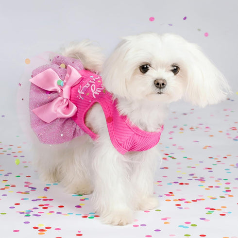 Fitwarm It's My Birthday Dog Dress - Dog Birthday Dress with Bowknot, Clothes for Small Dog Girl, Funny Pet Outfit,