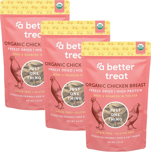 A Better Treat Organic Freeze Dried Chicken Breast Dog Treats, Organic, Single