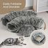 Cat Tunnel Bed for Indoor Cats, Peekaboo Cat Cave with Washable Soft Play Mat, Furry Cat Tube, for Kitten/Puppy/Rabbit