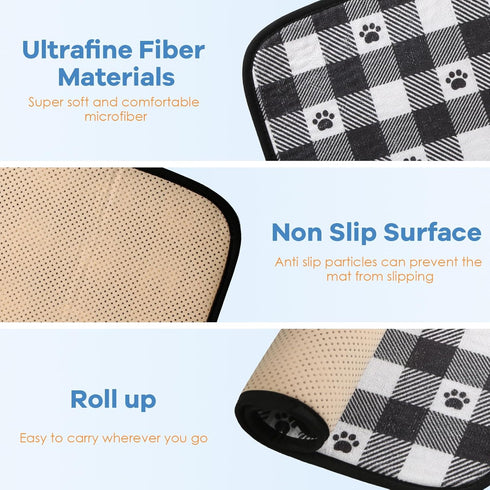 Dog Food Mats, Super Absorbent Non-Slip Bowl Mats, Easy to Wash Machine Washable 14''x24'' (2 Pack)